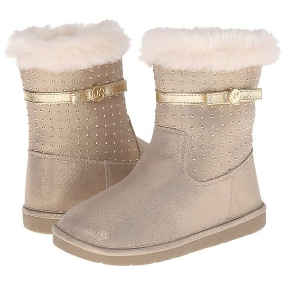 MK “Grace Studded” Tan Girls Fur Boots - NWOB - Picture 1 of 6